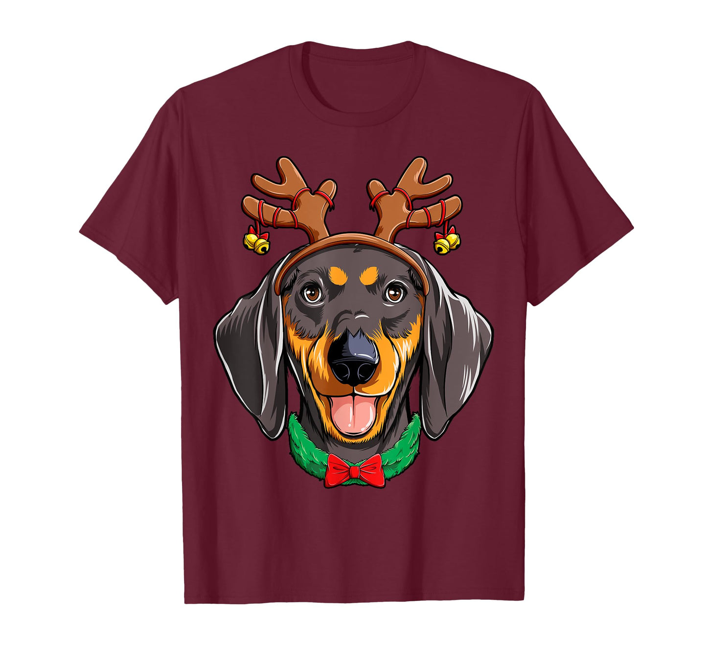 Dachshund Christmas Reindeer Antlers Xmas Girls Kids Women T-Shirt