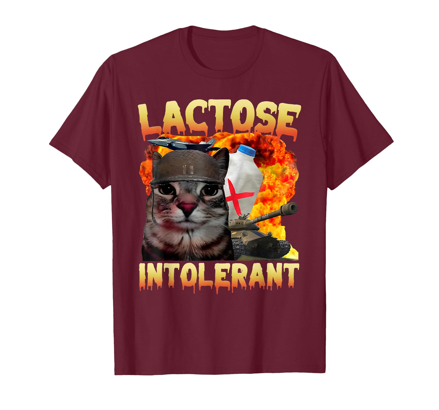 Lactose Intolerant Silly Cat Meme Funny Saying Cat Lover T-Shirt