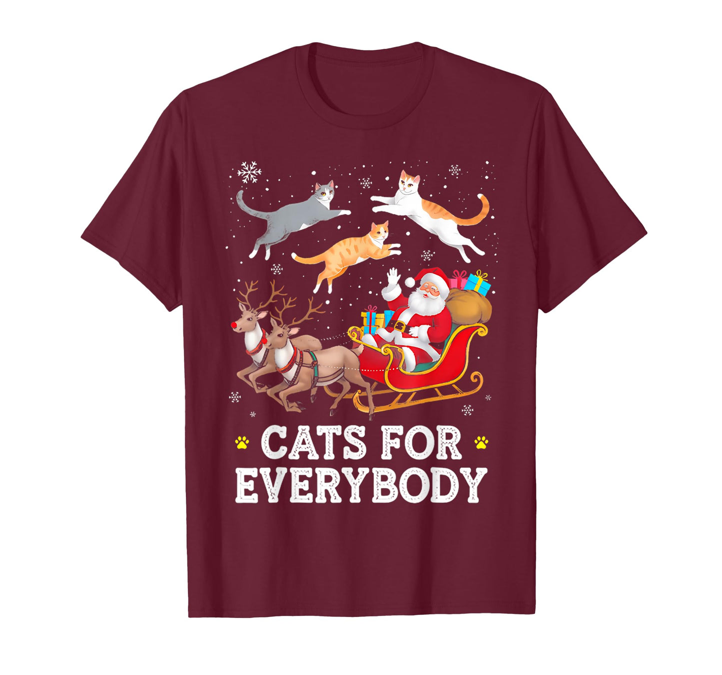 Cats for Everybody Christmas Cat Funny Xmas Women Santa T-Shirt