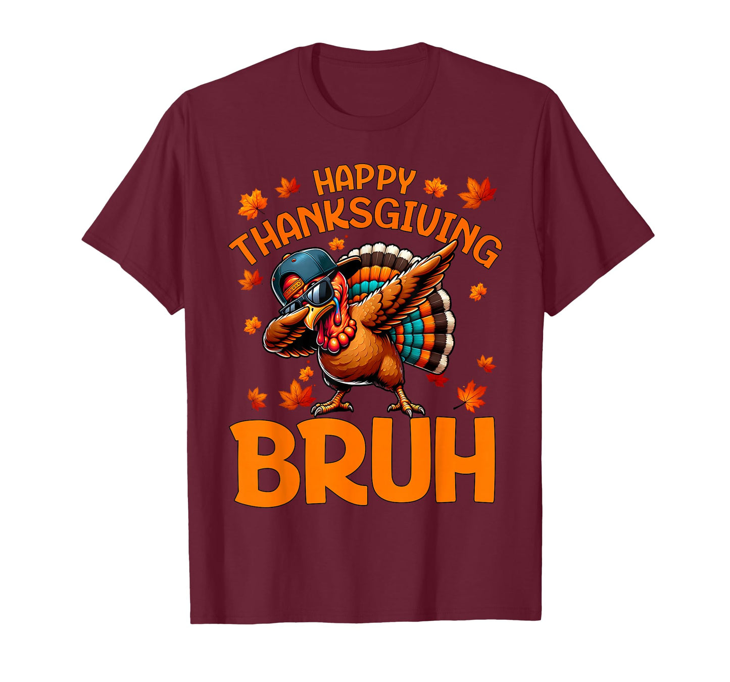 Bruh Funny Thanksgiving Turkey Dabbing Boys Kids Teens T-Shirt