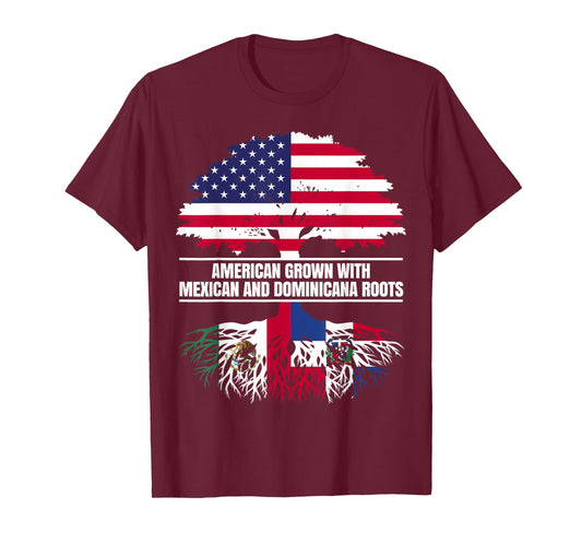 American Grown with Flag Heritage Mexican Dominican Roots T-Shirt