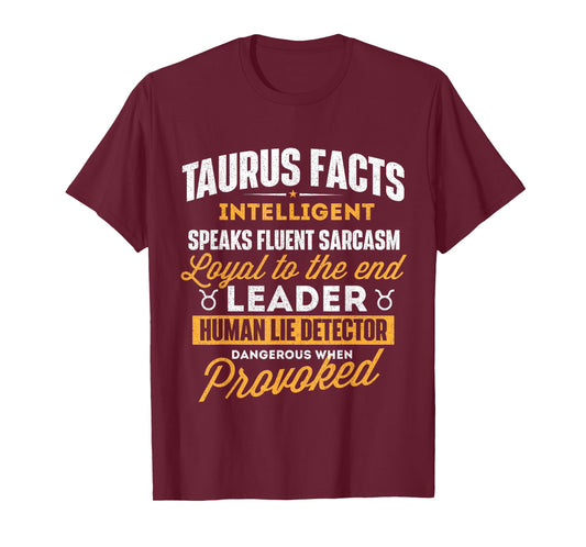 Taurus Facts - Astrology Astrologer Horoscope Zodiac Sign T-Shirt Small