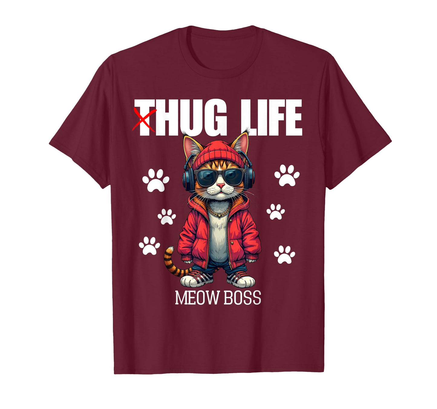 Cute Cat Hug Life Meow Boss Thug Gangster Hiphop Love Kitten T-Shirt for Men Women