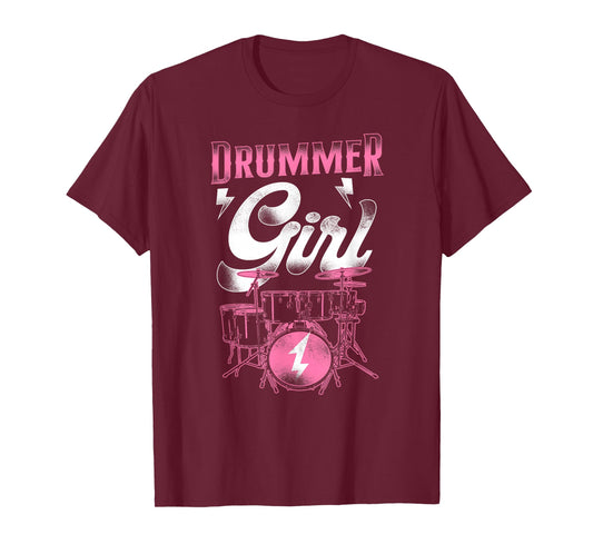 Drummer Drum Set Vintage Drummer Girl T-Shirt