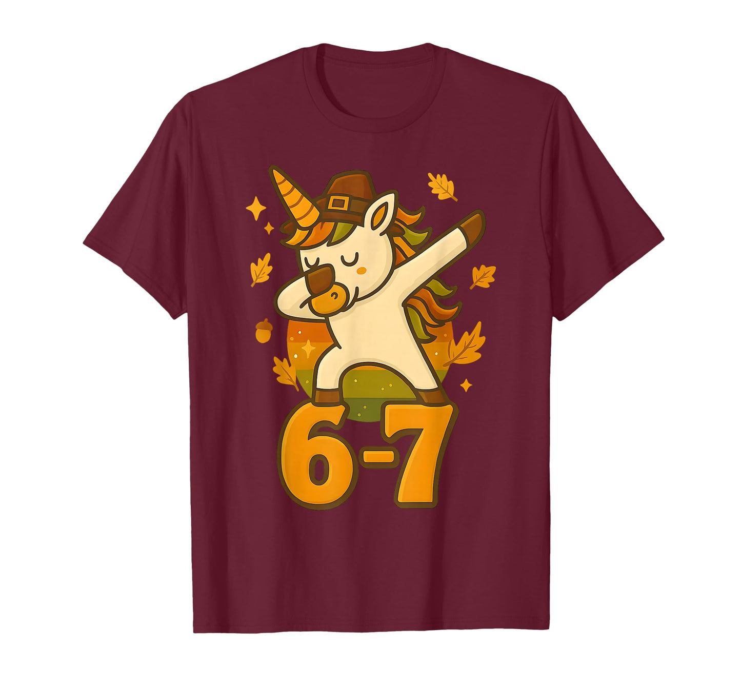 Funny 67 Thanksgiving Unicorn Dabbing Six Seven Meme Girls T-Shirt