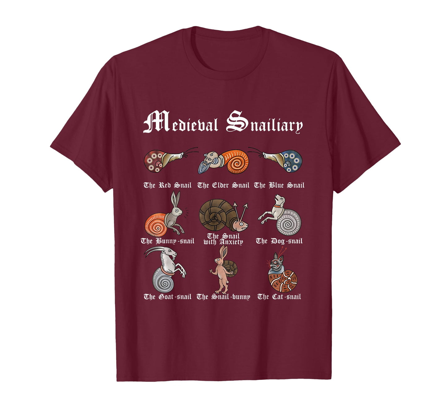 Medieval Marginalia - Medieval Snailiary - Snails T-Shirt