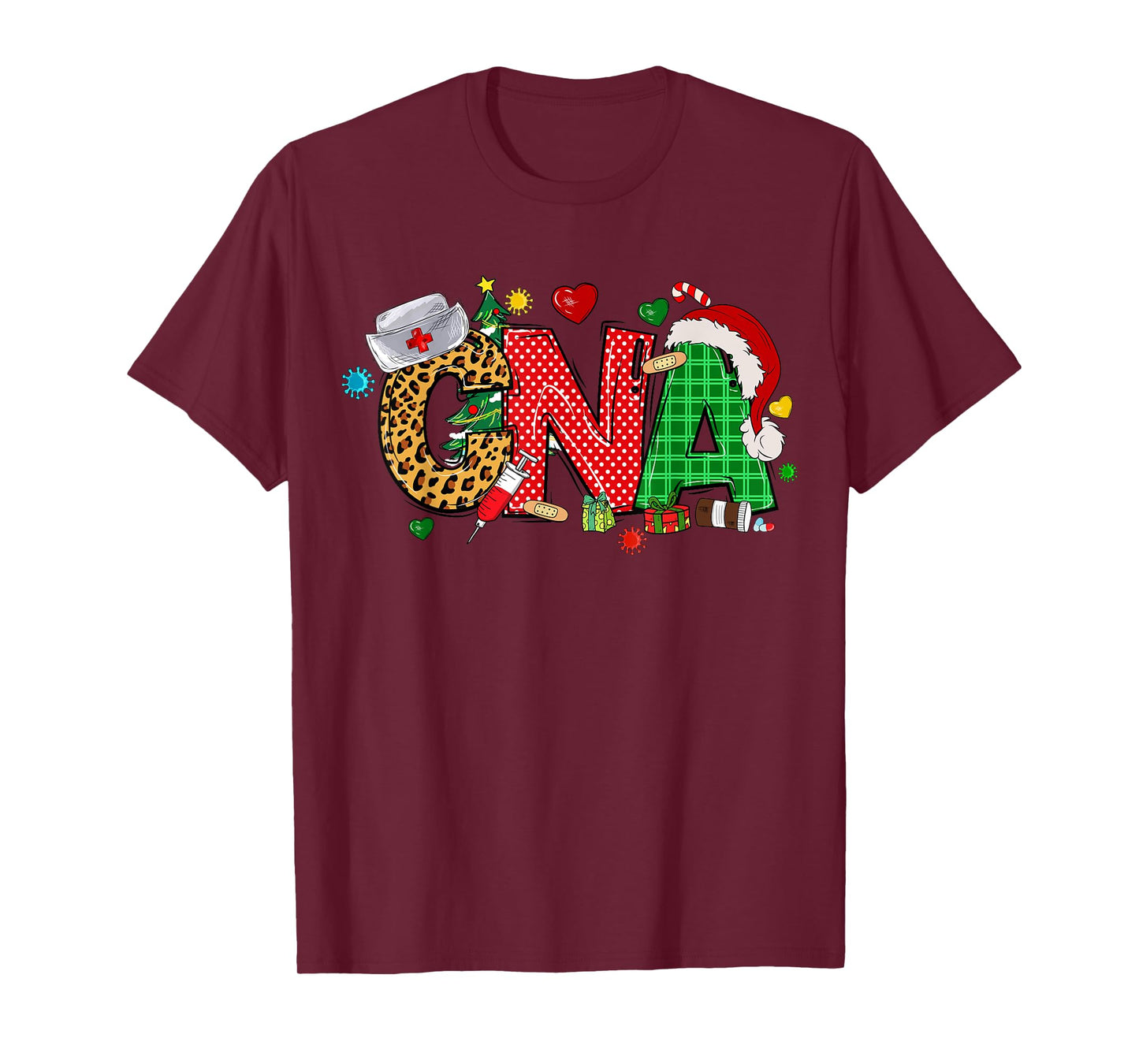 Barefoot Gang Nurse Life - Merry Christmas CNA Certified Nursing Assistant Unisex-Adults T-Shirt, Black, Small, Short Sleeve