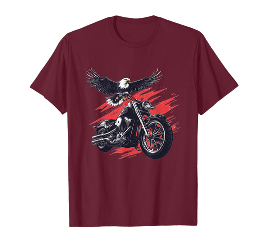 Patriotic Motorcycle and Eagle Graphic T-Shirt