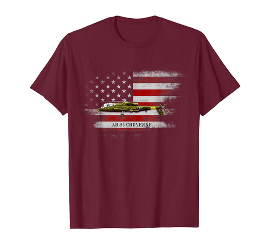 AH-56 Cheyenne Helicopter USA Flag Helicopter Pilot Gifts Women Men T-Shirt