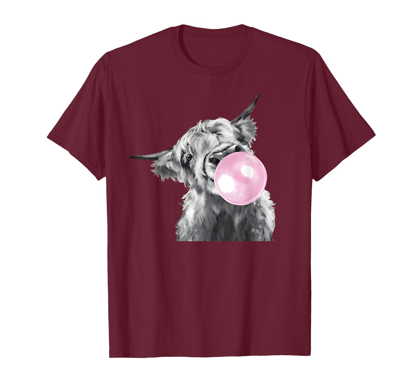 Cute Highland Cow With Bubblegum White And Black Western T-Shirt