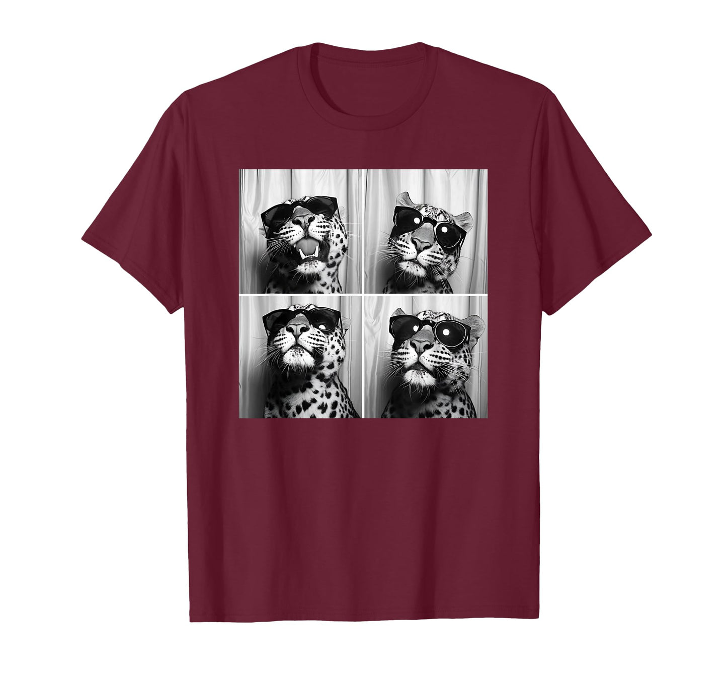Leopard Face Wearing Sunglasses Funny Animal Leopard Graphic T-Shirt