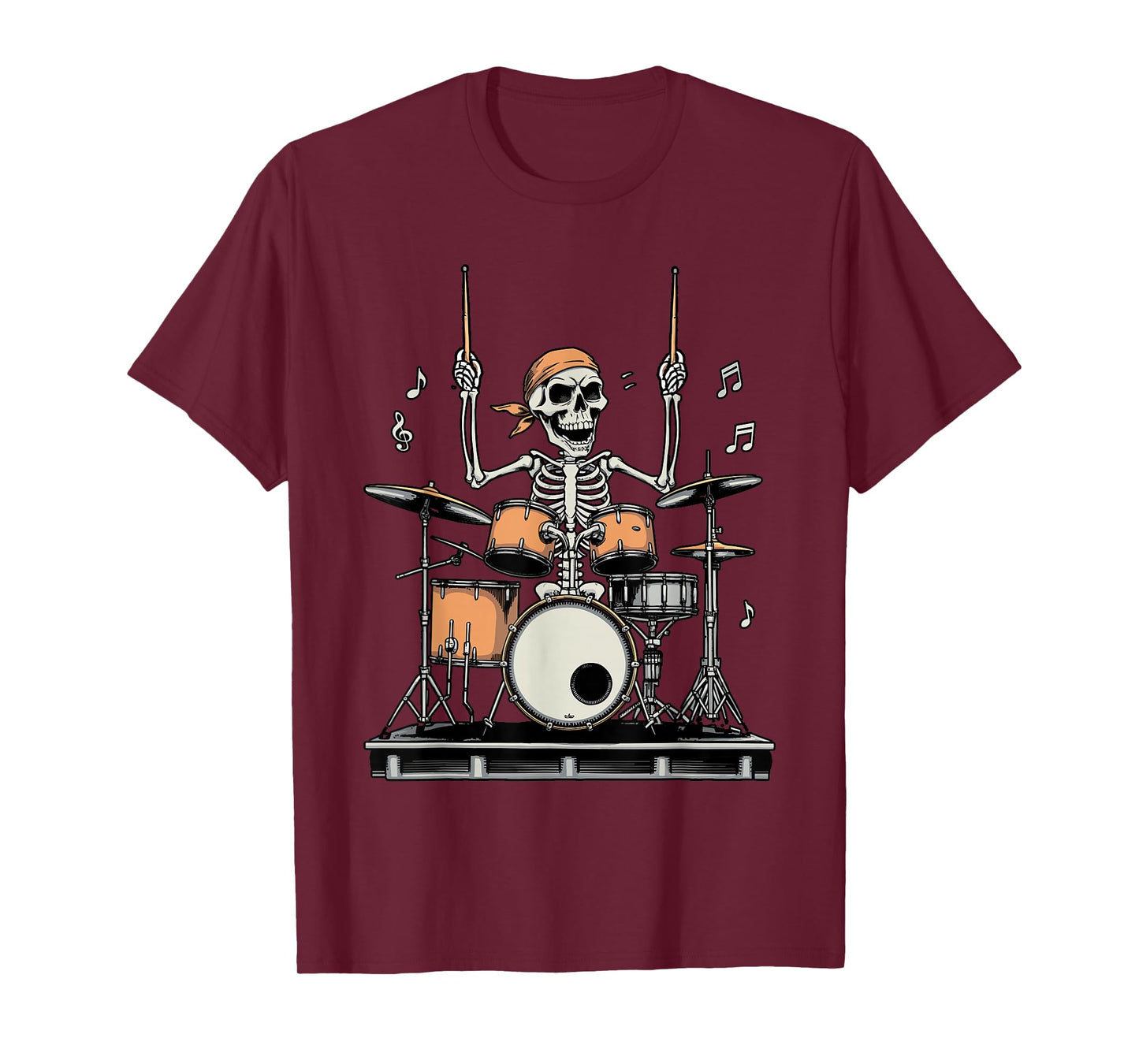 Drum Bandana Skeleton Drumming Music Instrument Drummer T-Shirt