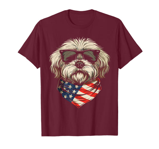 Patriotic American Shih Tzu USA Flag Dog 4th Of July T-Shirt