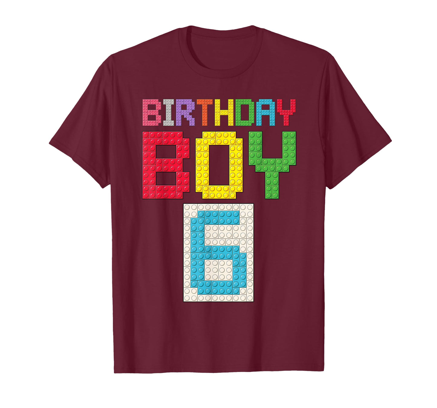 6th Birthday Boy Master Builder 6 Years Old Block Building T-Shirt