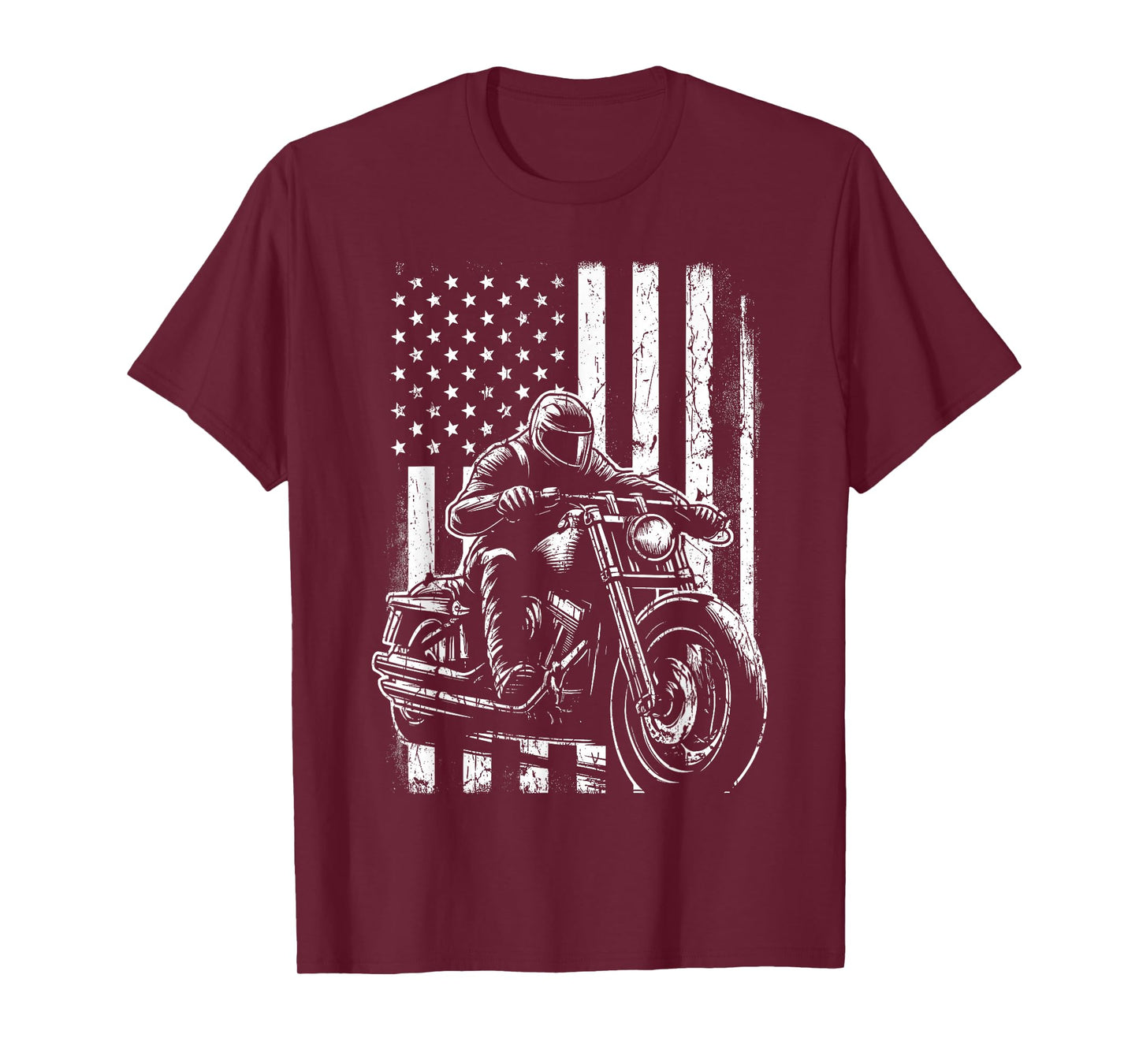 Patriotic Motorcycle American US Flag Biker T-Shirt