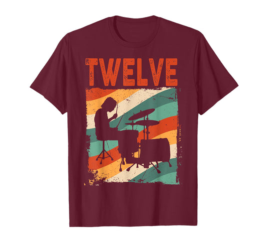 12 Year Old Shirt 12th Birthday Boy Drummer Drums Drumming T-Shirt