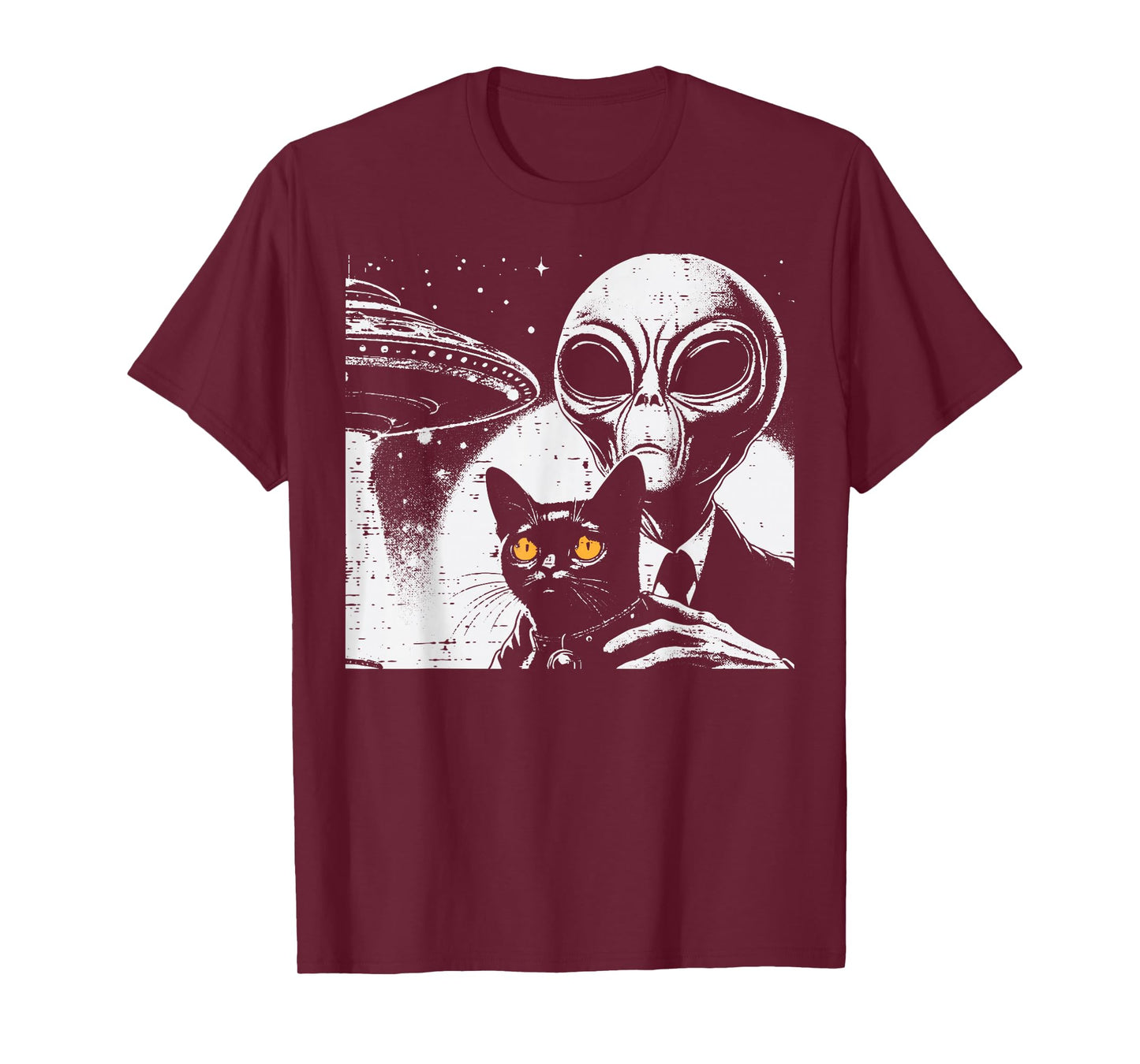 Alien with Cat Funny UFO Space Pet Women Girls Kids Men T-Shirt