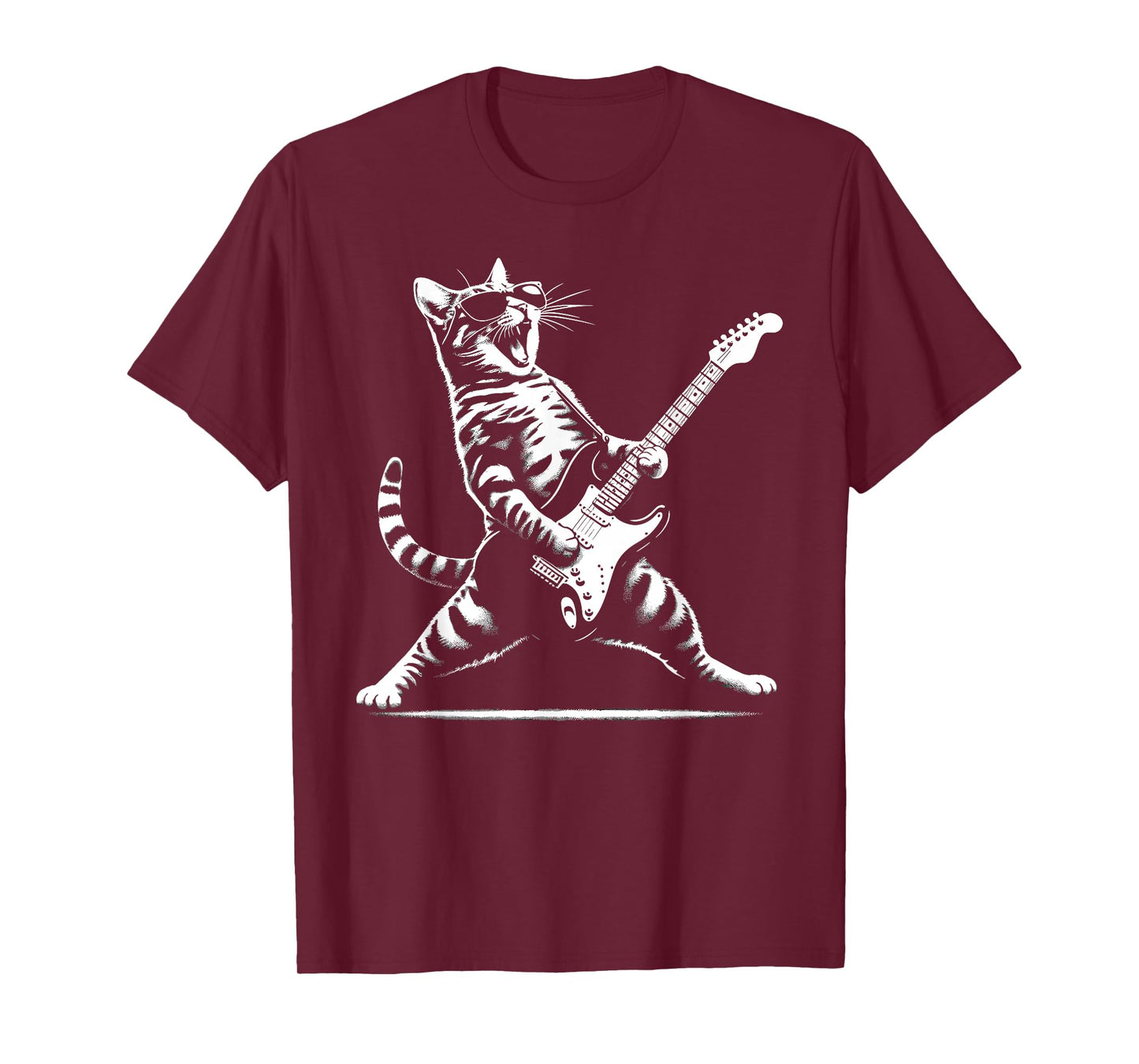 Guitar Cat Novelty Rock Music Band Concert Funny Cat T-Shirt