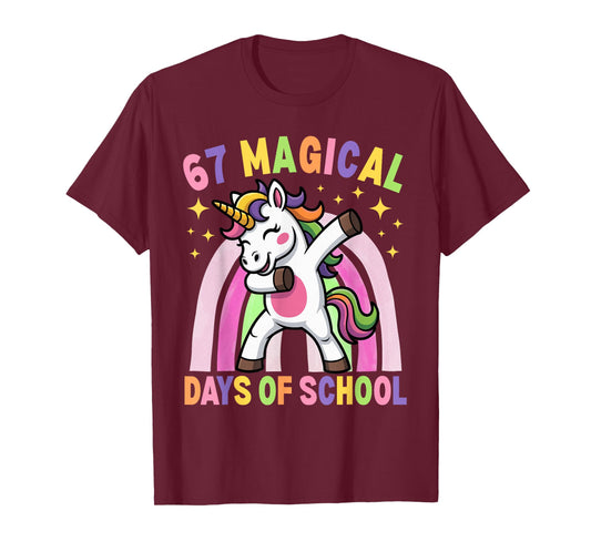 67th Day of School Unicorn 67 Magical Days Teacher Girls T-Shirt