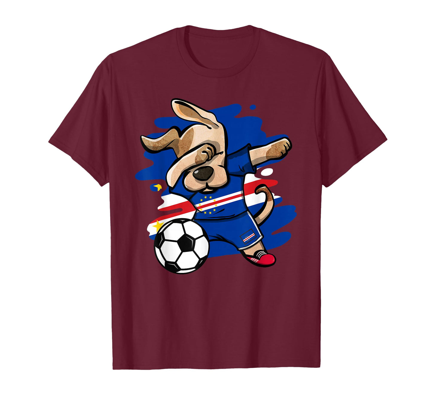 Dabbing Dog Cape Verde Soccer Fans Jersey Cape Verdean Flag Men Women Kids T-Shirt