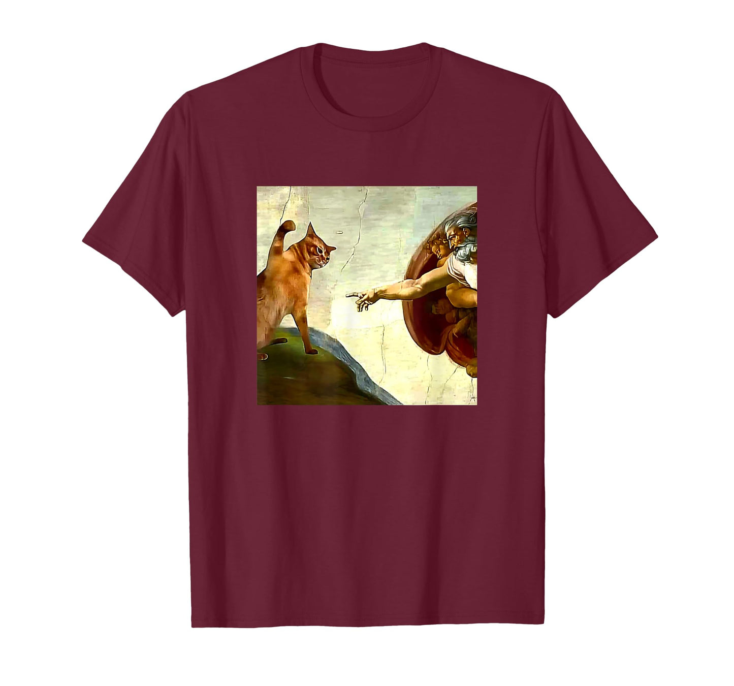 Funny Cat God Creation of Adam Meme Jesus Christian T-Shirt