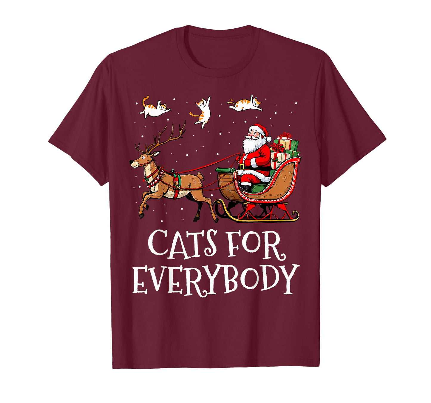 Cats For Everybody Christmas Cat Funny Xmas Women Santa T-Shirt