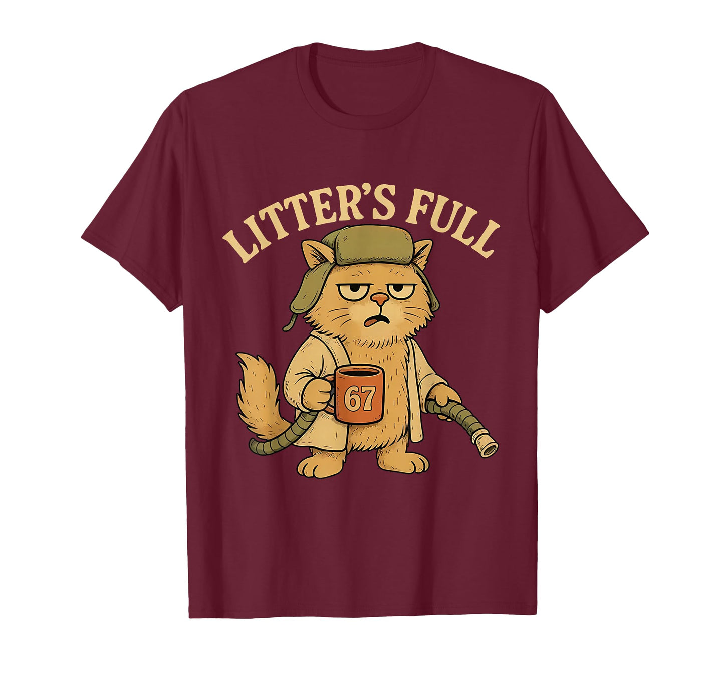 Vintage Litter’s Full Cat Parody Tees Six Seven 67 Meme T-Shirt