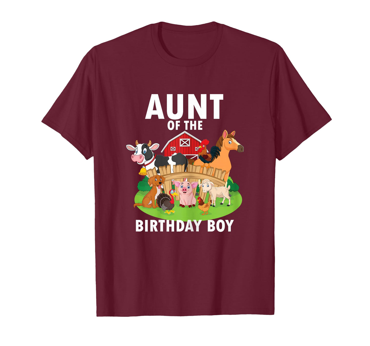 Aunt Of The Birthday Boy Farm Animals Matching Farm Theme T-Shirt