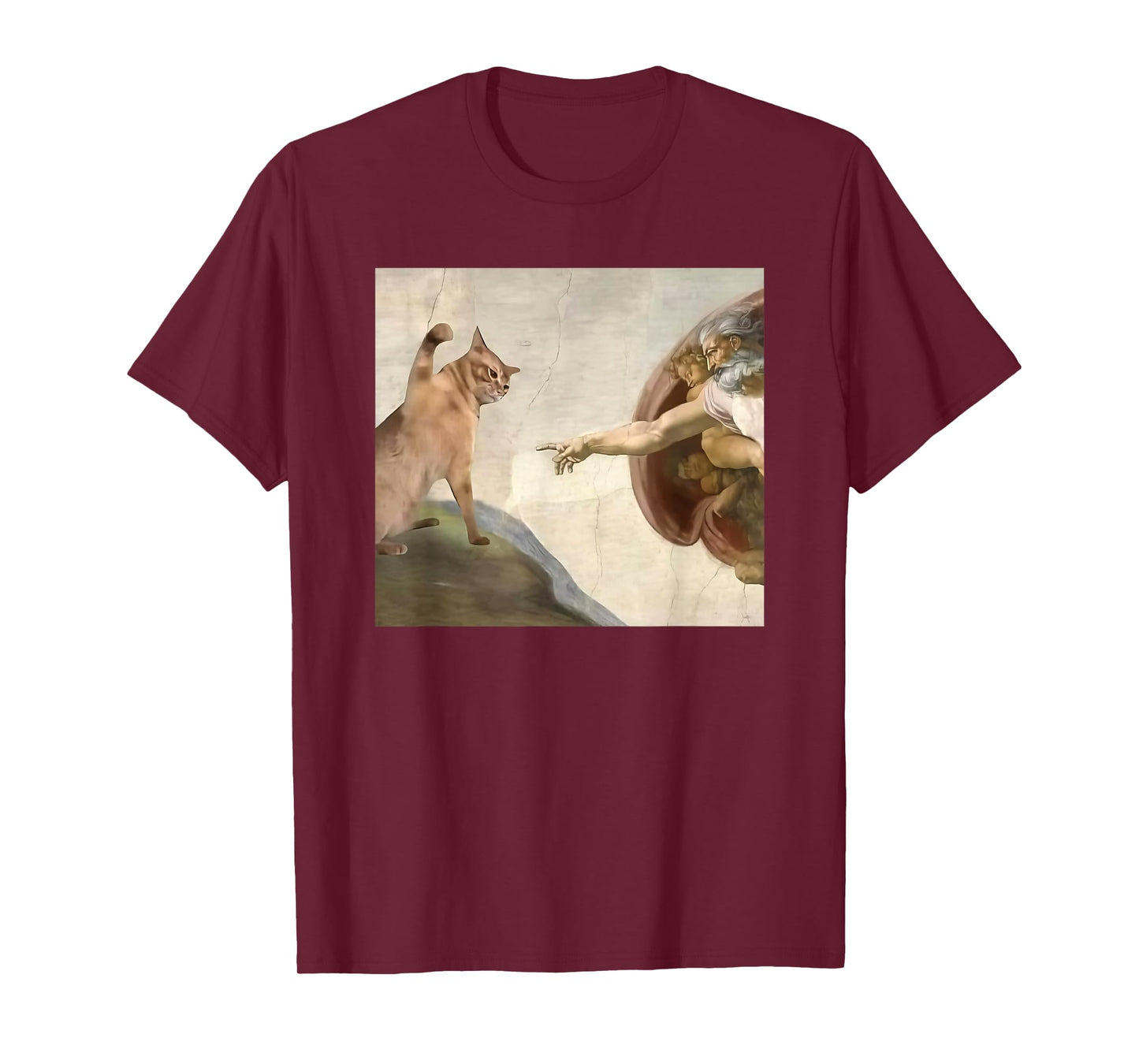 Funny Cat God Creation of Adam Meme Jesus T-Shirt