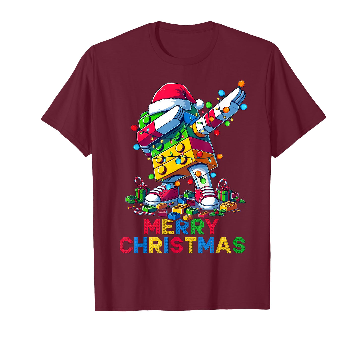 Merry Christmas Master Builder Block Brick Dabbing Costume T-Shirt