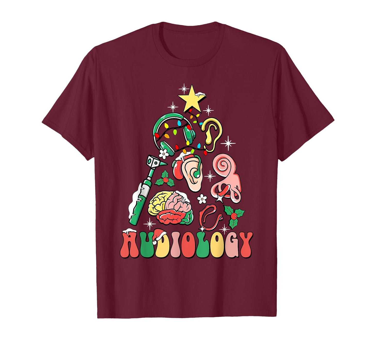 Audiology Christmas Tree Audiologist Squad Healthcare Worker T-Shirt