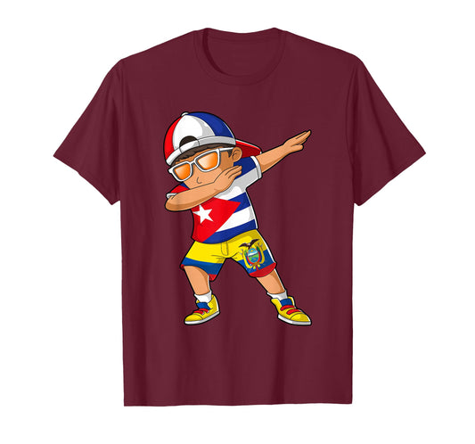 Half Cuban Half Ecuadorian Boy Kid Cuba Ecuador Flag T-Shirt