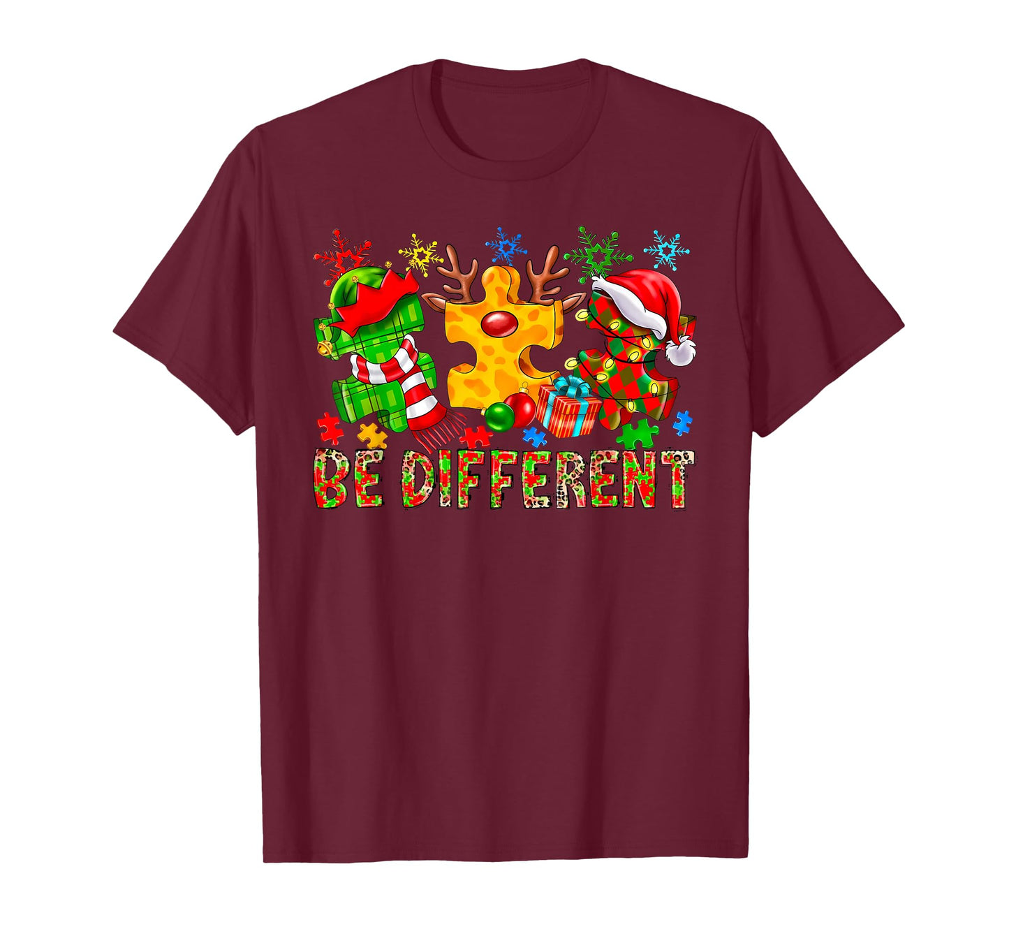 Be Different Autism Awareness Christmas Neurodiversity T-Shirt