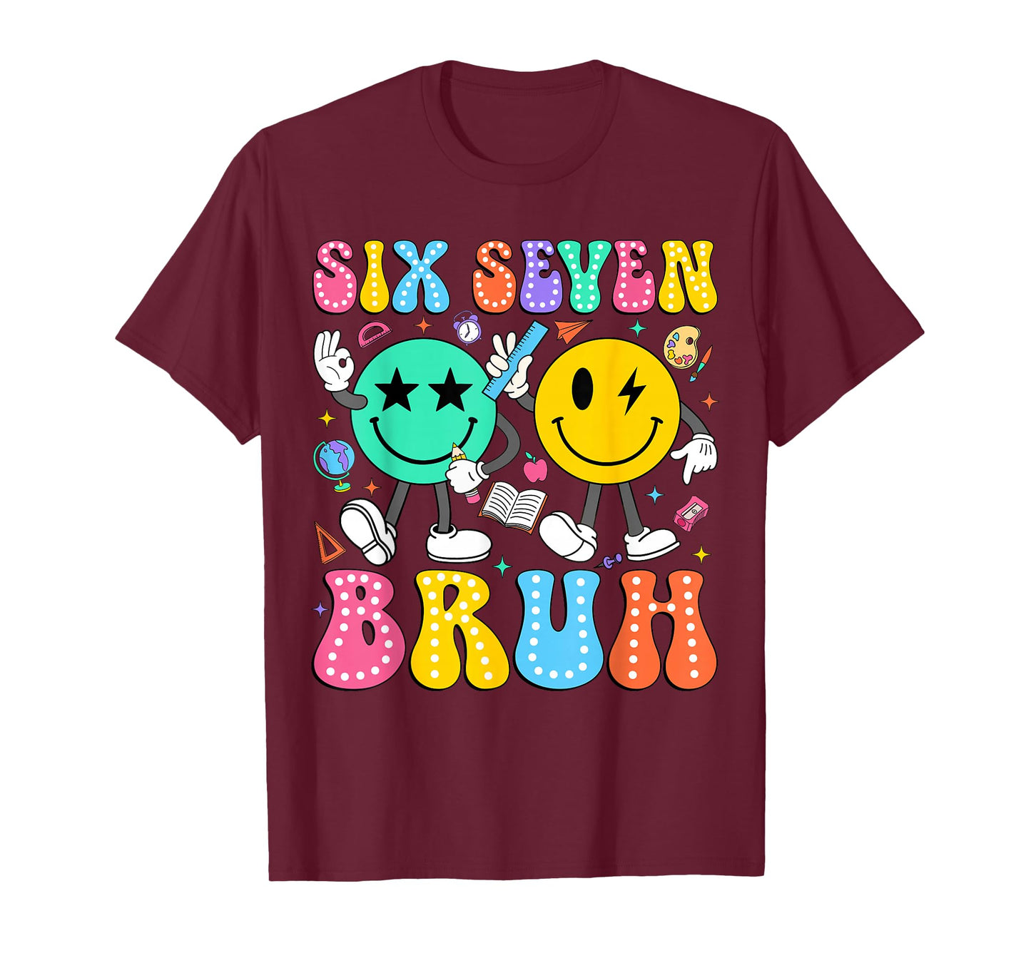 67 Days of School Six Seven Bruh Meme Smile Face Boy Kids T-Shirt