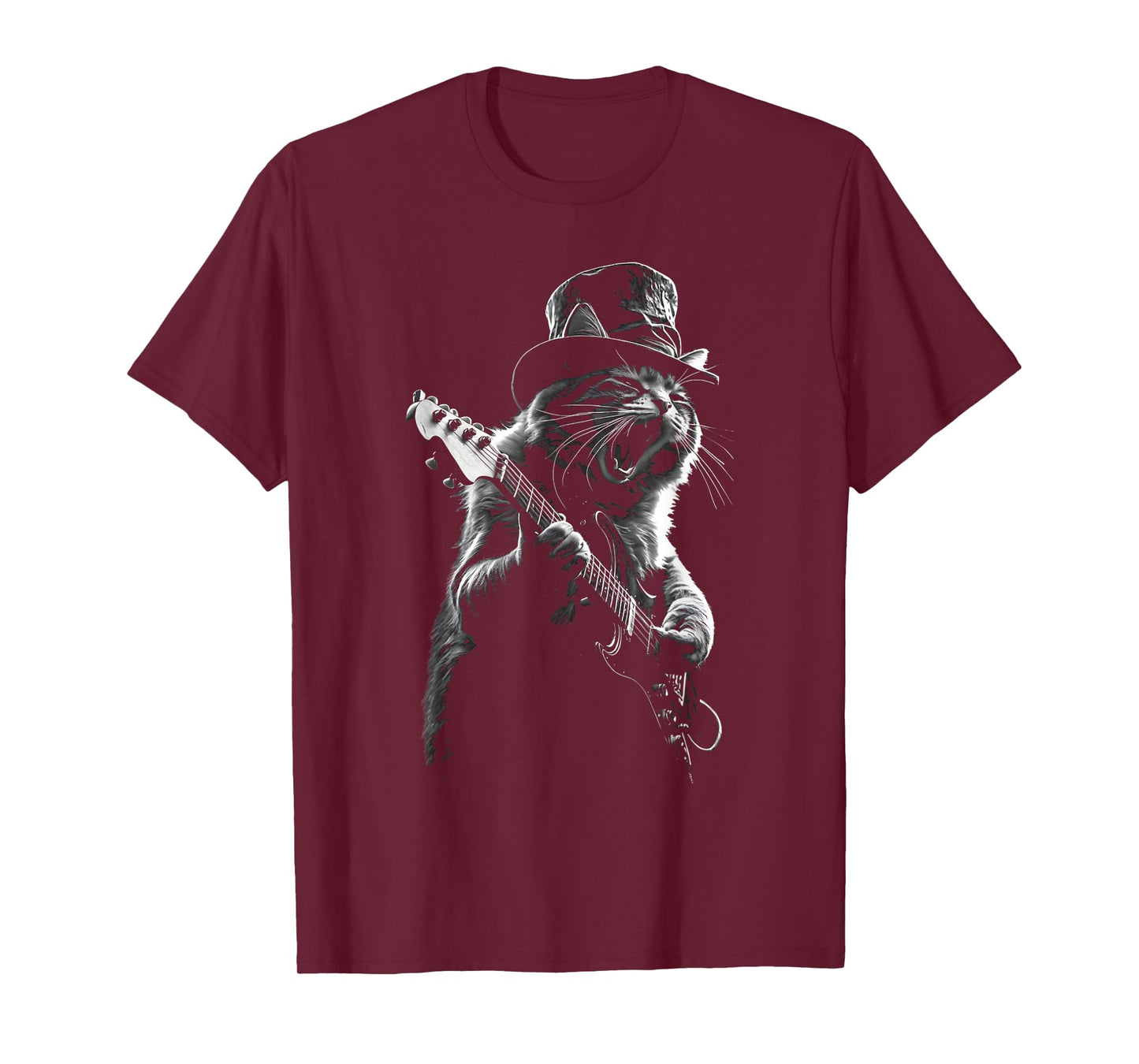 Rock Star Cat Playing Guitar Graphic T-Shirt
