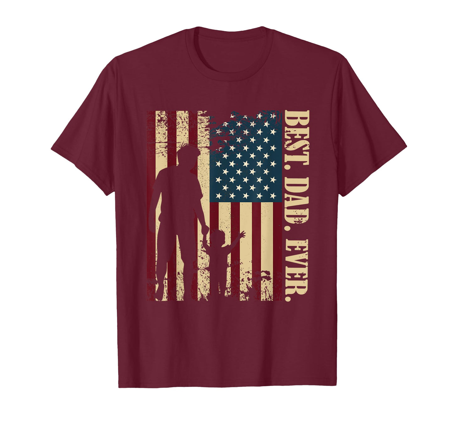 Best Dad Ever With Us American Flag Vintage For Father's Day T-Shirt