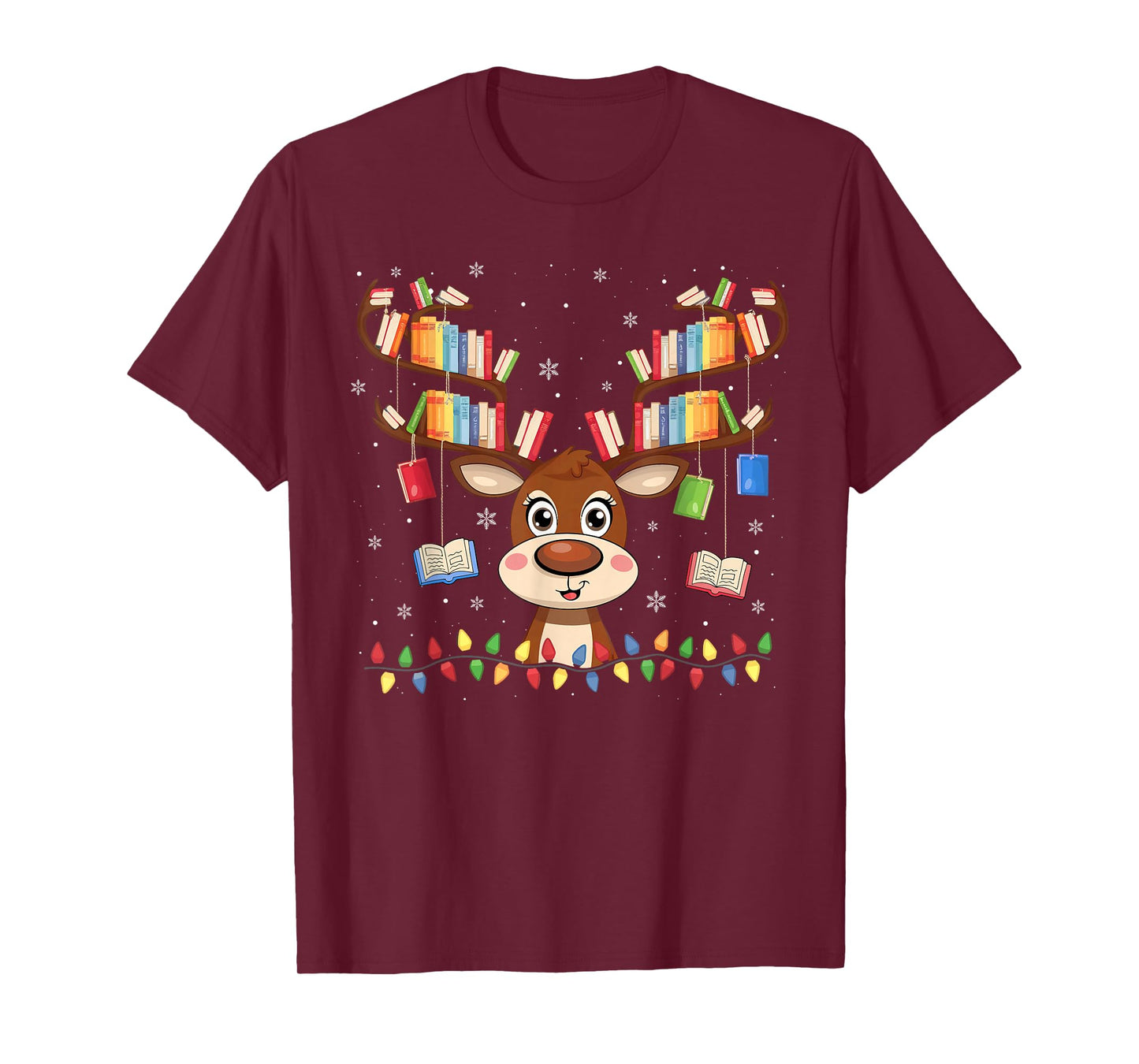 Christmas Librarian Reindeer Matching Family Book Lover Xmas T-Shirt