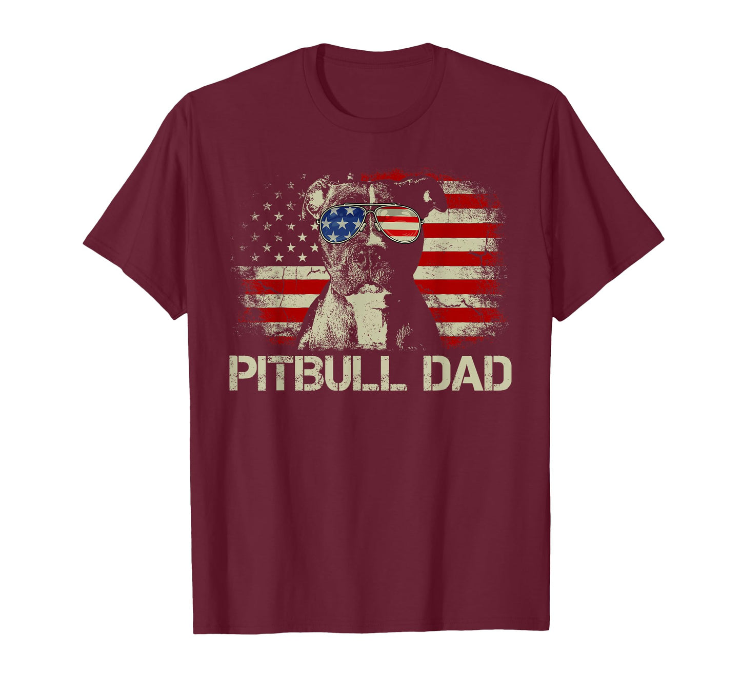 Best Pitbull Dad Ever Shirt American Flag 4th of July Gift T-Shirt