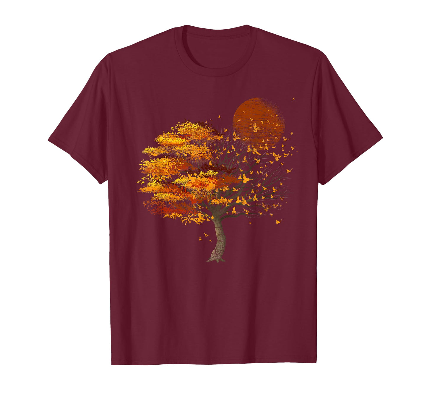 Full Moon Flock of Birds Tree Outdoor Wildlife Nature Forest T-Shirt