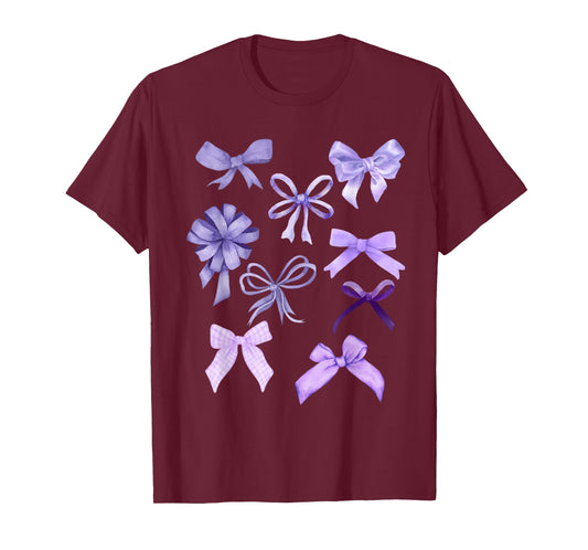 Cute Purple Bows Trendy Bows Aesthetic Purple Ribbon T-Shirt