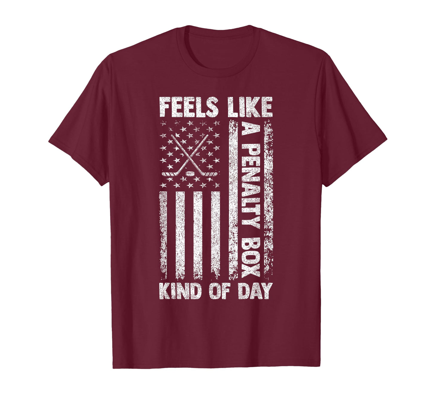 Feels Like A Penalty Box Kind of Day Hockey Vintage USA Flag T-Shirt
