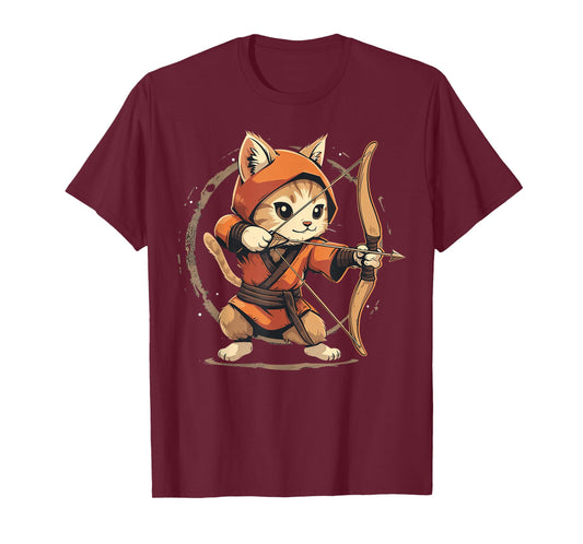 Archer Cat on Archery T-Shirt for Men Women Kids
