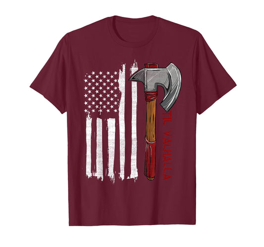 American Viking Axe Flag - Til Valhalla T-Shirt