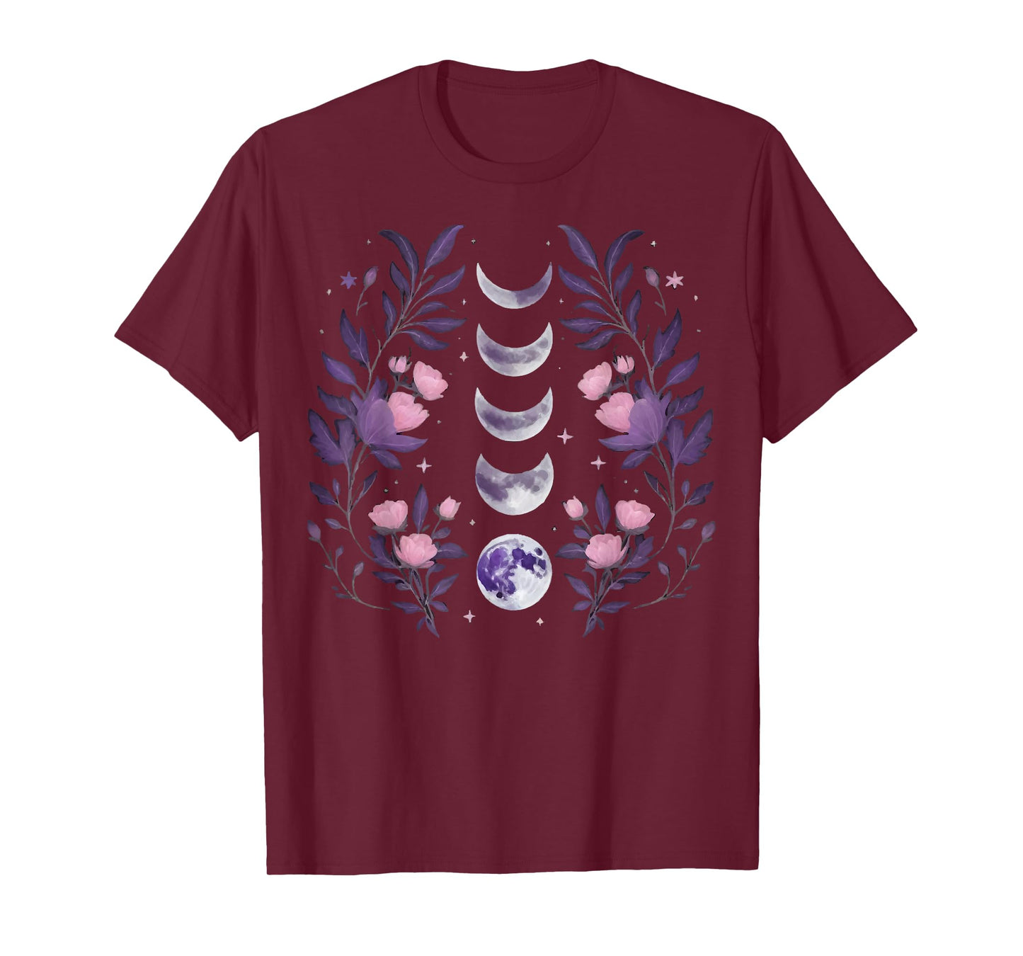 Celestial Moon Phase BOHO Wildflowers Zodiac Witchcore T-Shirt