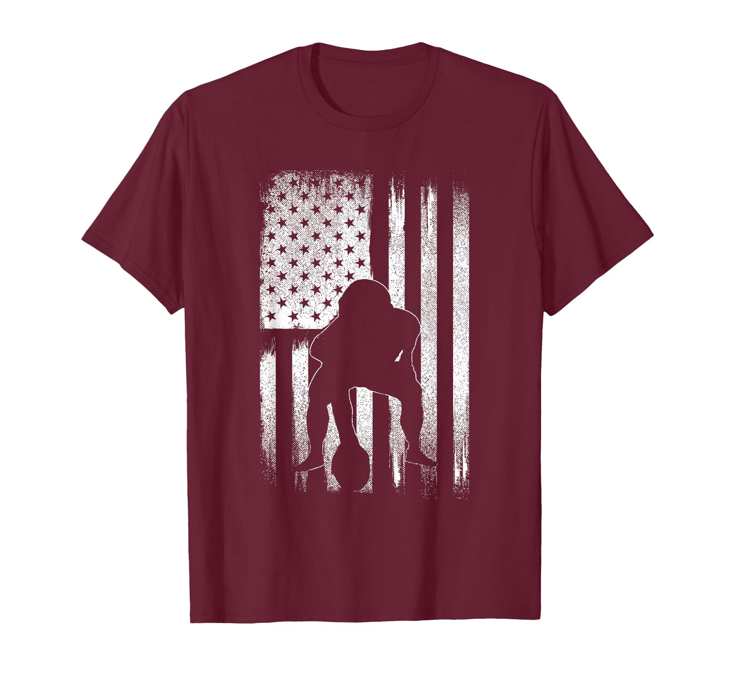 Patriotic USA Flag American Football Season Party Lineman T-Shirt