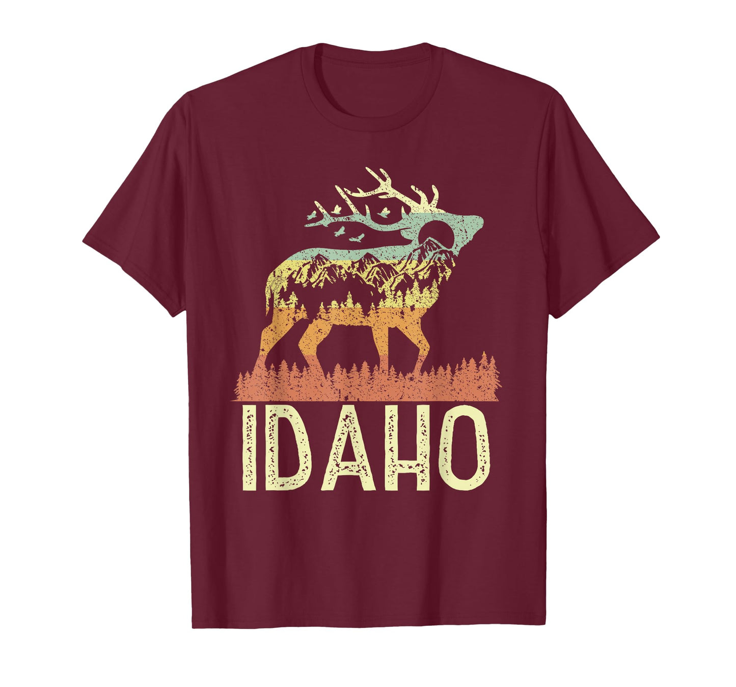Idaho Retro Mountain Vintage Elk Hiking Men Women Kids Gift T-Shirt