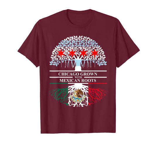 Chicagoan Grown Mexican Roots Chicago Flag Mexico T-Shirt