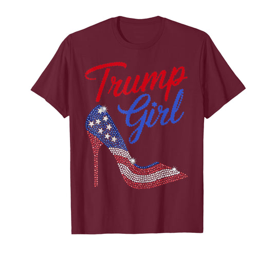 American Flag Bling Patriot Trump 2024 Trump Girl High Heel T-Shirt