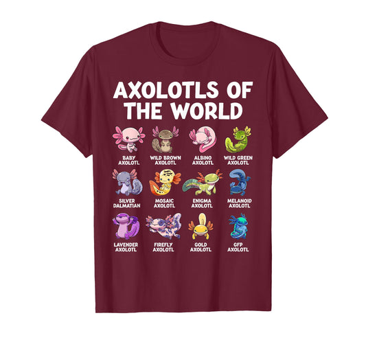 Axolotl Kawaii Axolotls of The World Funny Axolotl Animals T-Shirt