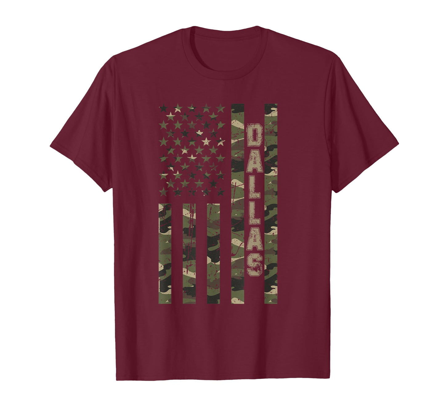 Dallas United States Distressed Camo w US Flag T-Shirt